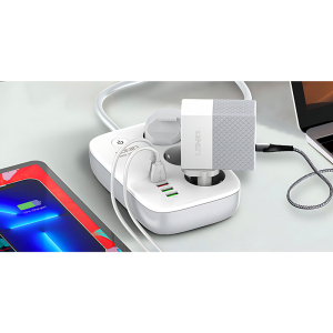 LDNIO SEW3452 Kabl naponski produžni 3 x šuko + 3 x USB + 1 x Tip C 2m beli