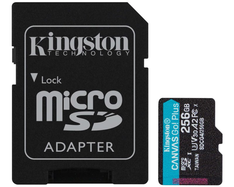 KINGSTON Memorijska kartica U3 V30 microSDXC 256GB Canvas Go Plus 200MB/s A2 + adapter SDCG4/256GB