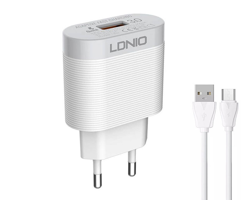 LDNIO A303Q USB Micro QC 3.0 punjač beli