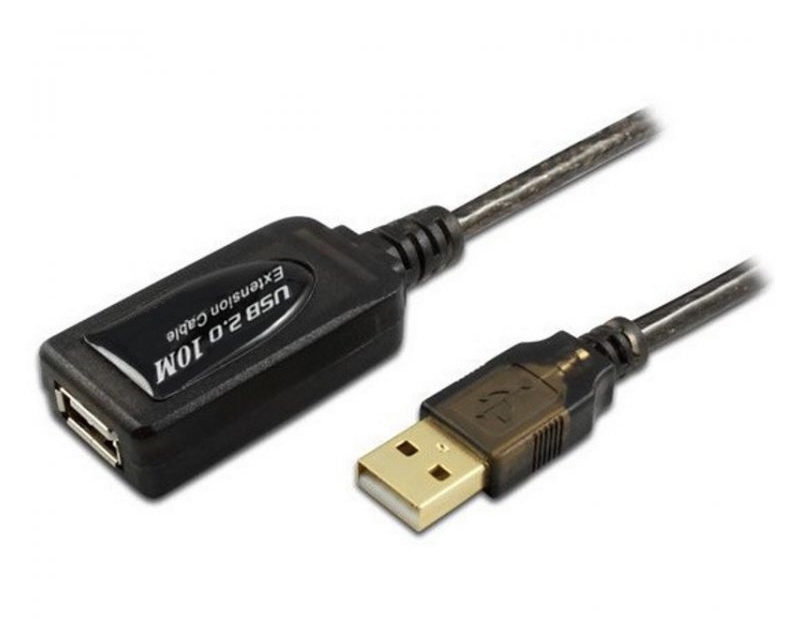 E-GREEN Kabl sa pojačivačem USB A - USB A M/F 10m crni
