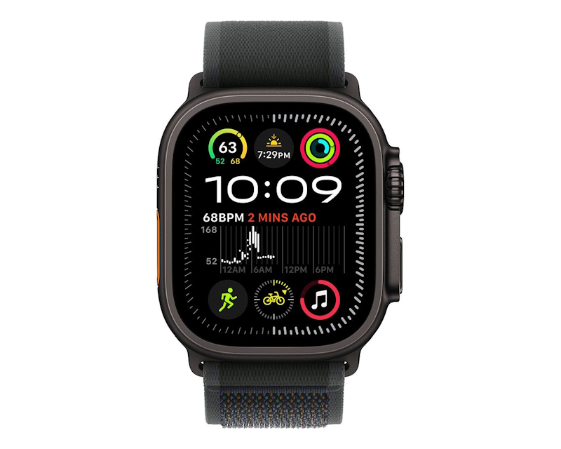 APPLE Watch Ultra2 v2 Cellular 49mm Black Titanium Case with Black Trail Loop - M/L (mx4v3se/a)