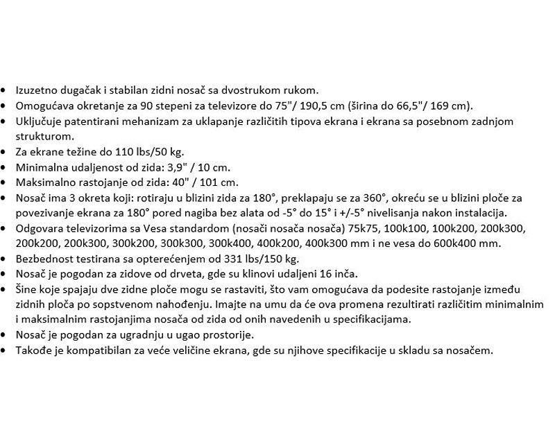 BARKAN BM464XL LCD TV zglobni zidni nosač od 13 do 86 inča - Slika 9