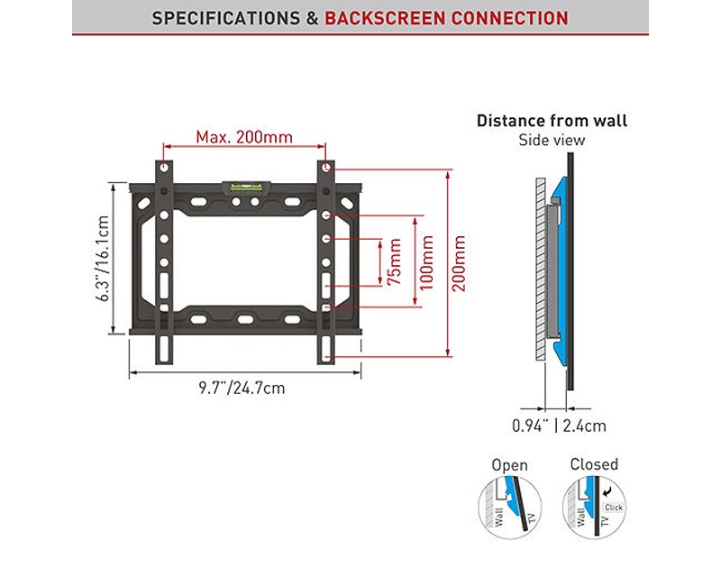 BARKAN E202+.B LCD TV zidni nosač do 43 inča - Slika 3