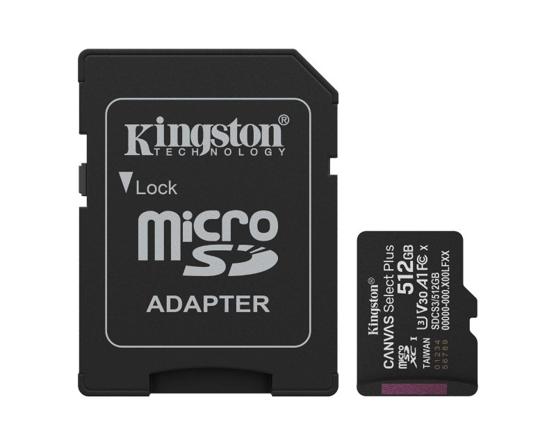 KINGSTON Memorijska kartica U3 V30 A1 SDXC 512GB Canvas Select Plus G3 150R SDCS3/512GB + adapter - Slika 2