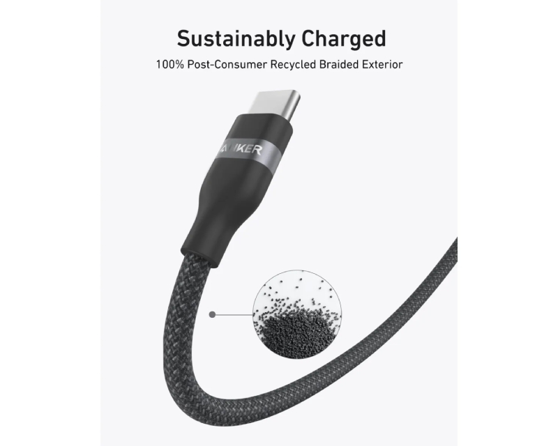 ANKER USB tip-C kabl M/M 0.9m, za Super brzo punjenje 240W/480Mbps, pleteni, crni - Slika 5