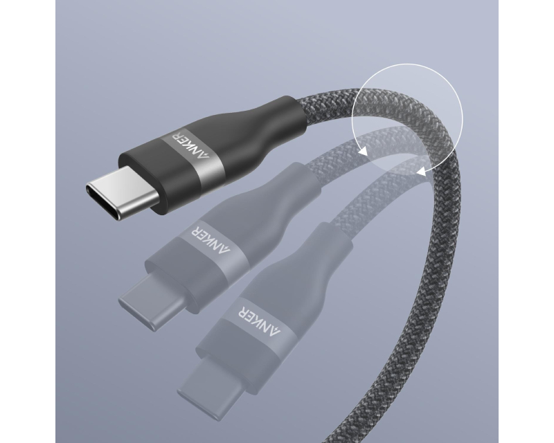 ANKER USB tip-C kabl M/M 0.9m, za Super brzo punjenje 240W/480Mbps, pleteni, crni - Slika 6