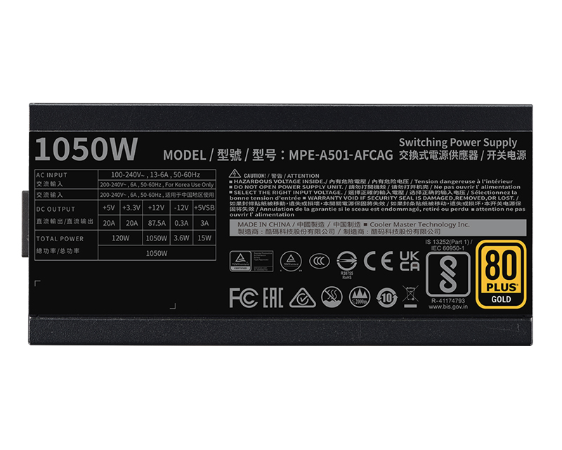 COOLER MASTER MWE Gold V2 1050W napajanje (MPE-A501-AFCAG-3EEU) 5Y - Slika 2