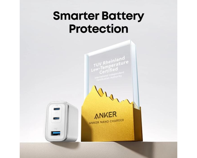 ANKER Nano 70W GaN zidni brzi punjač, 3-porta (2x USB-C i 1x USB-A) crni - Slika 6