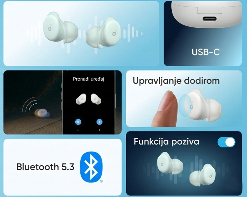 ANKER Soundcore Sleep A30 Noise Masking BT bežične bubice bele - Slika 6