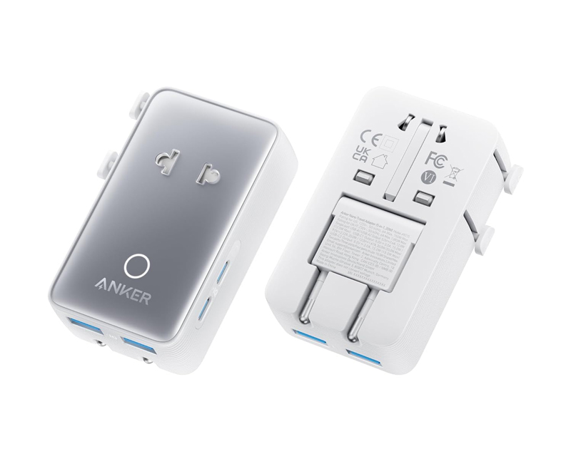 ANKER Nano 20W putni zidni punjač 5-portova (2x USB-A, 2x USB-C, utičnica EU na US, UK, AU i EU), beli - Slika 4