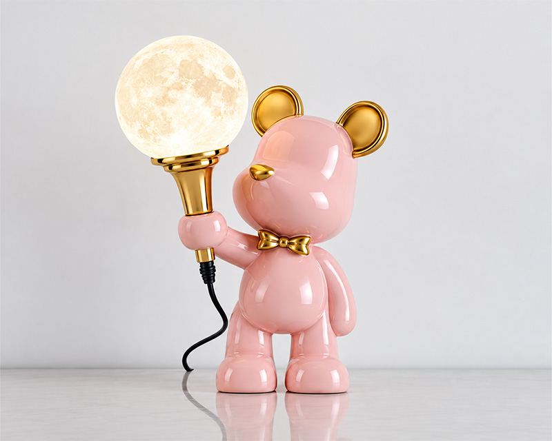 MARLUX L14 dekorativna stona lampa roze sa belom kuglom